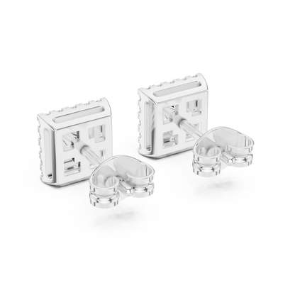 Princess Round Cut Lab Grown Diamond Stud Earrings in Platinum