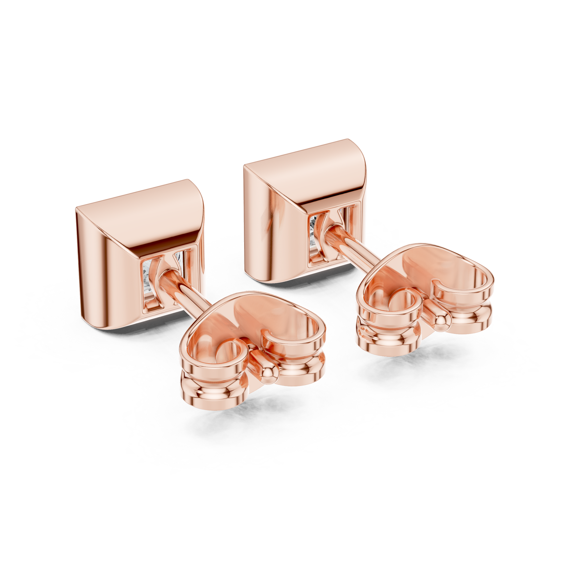 Princess Cut Lab Grown Diamond Stud Earrings in Rose Gold