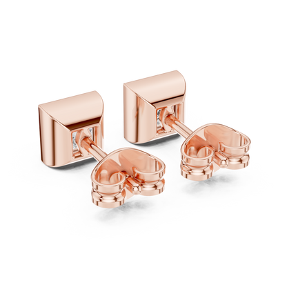 Princess Cut Lab Grown Diamond Stud Earrings in Rose Gold