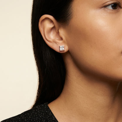 Princess Cut Lab Grown Diamond Stud Earrings in Rose Gold