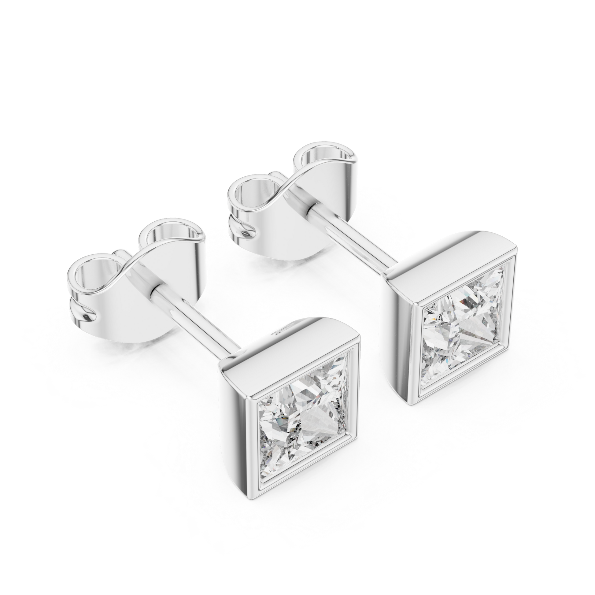 Princess Cut Lab Grown Diamond Stud Earrings in Platinum
