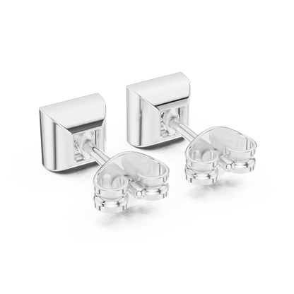 Princess Cut Lab Grown Diamond Stud Earrings in Silver