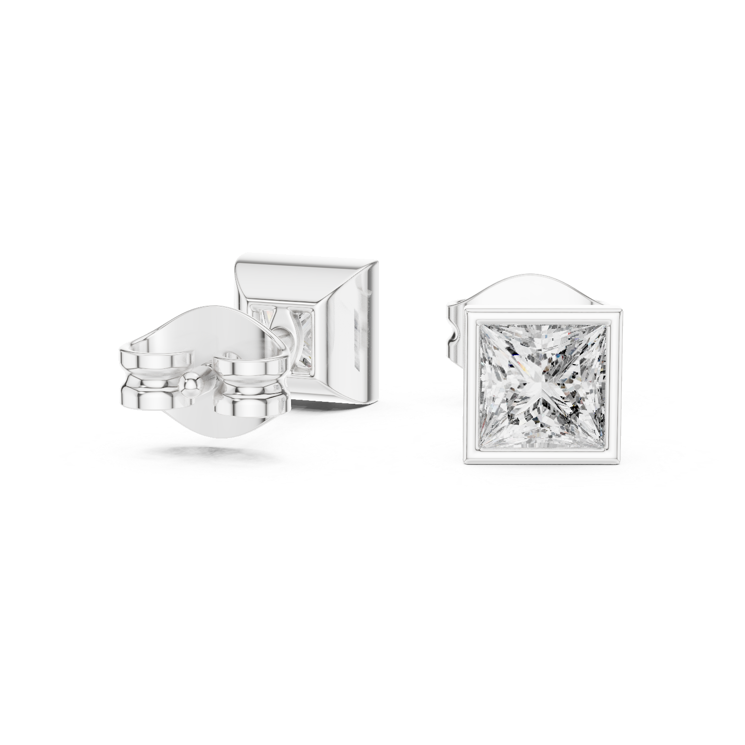 Princess Cut Lab Grown Diamond Stud Earrings in Platinum