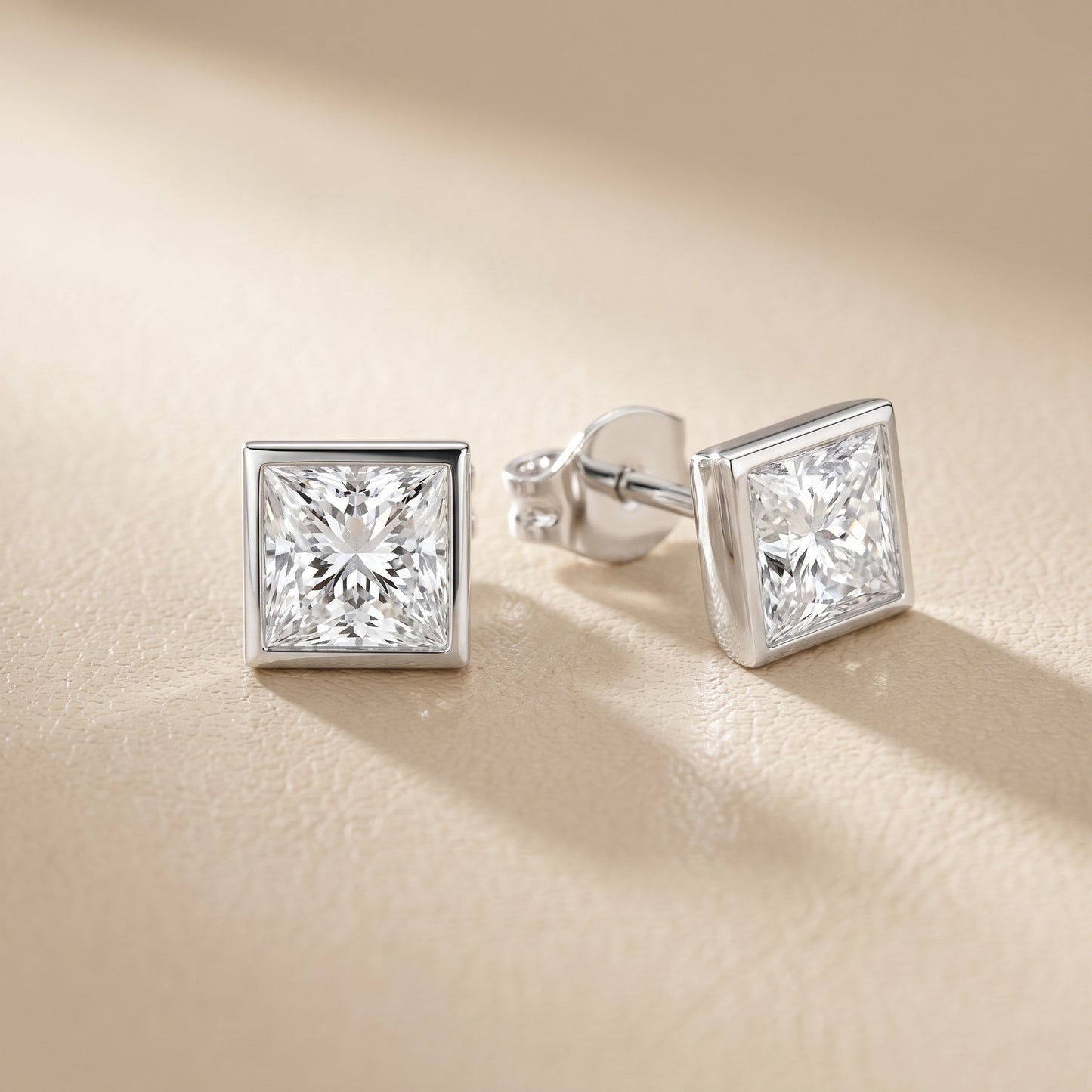 Princess Cut Lab Grown Diamond Stud Earrings in Platinum