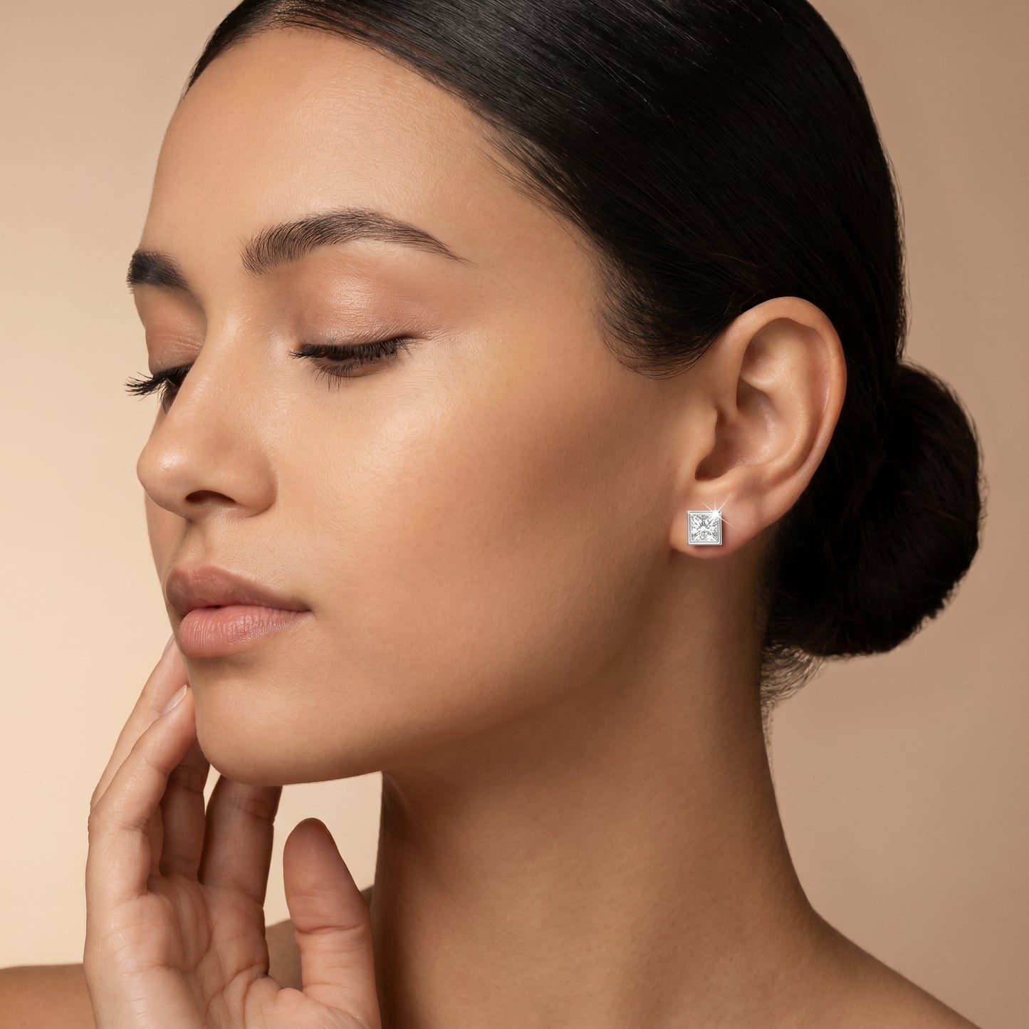 Princess Cut Lab Grown Diamond Stud Earrings in Silver