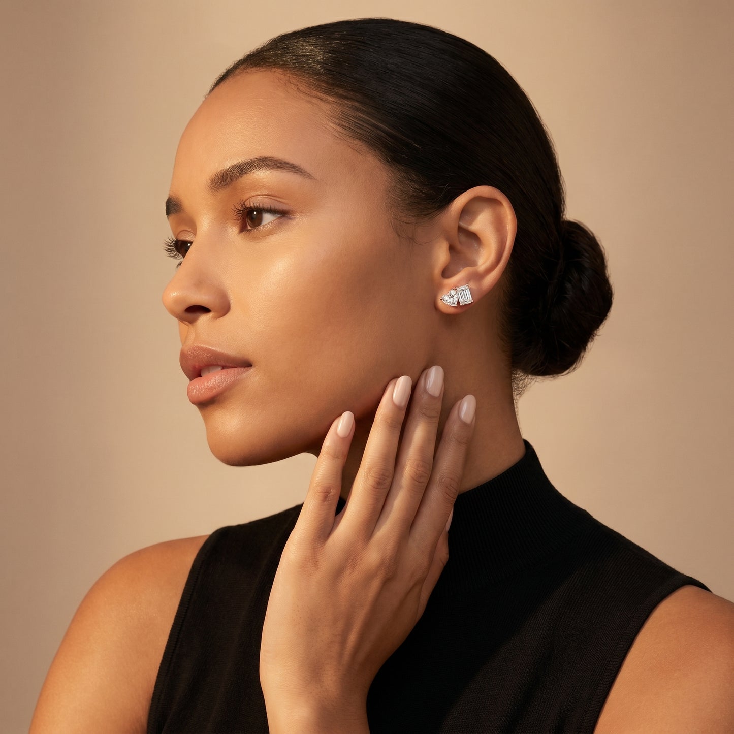 Emerald Heart Cut Lab Grown Diamond Stud Earrings in Rose Gold