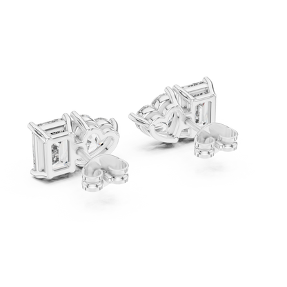 Emerald Heart Cut Lab Grown Diamond Stud Earrings in Platinum