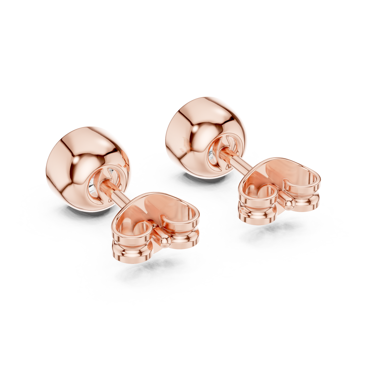Round Cut Lab Grown Diamond Stud Earrings in Rose Gold