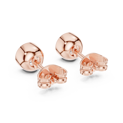 Round Cut Lab Grown Diamond Stud Earrings in Rose Gold