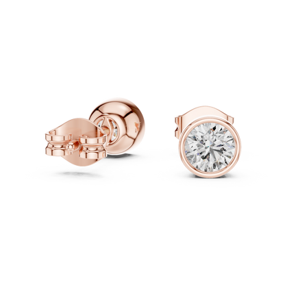 Round Cut Lab Grown Diamond Stud Earrings in Rose Gold