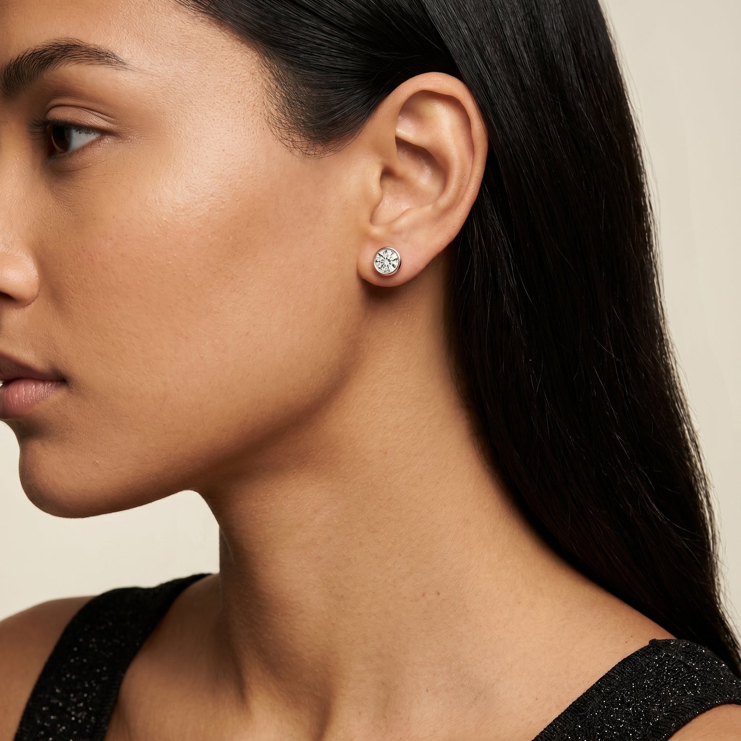 Round Cut Lab Grown Diamond Stud Earrings in Rose Gold