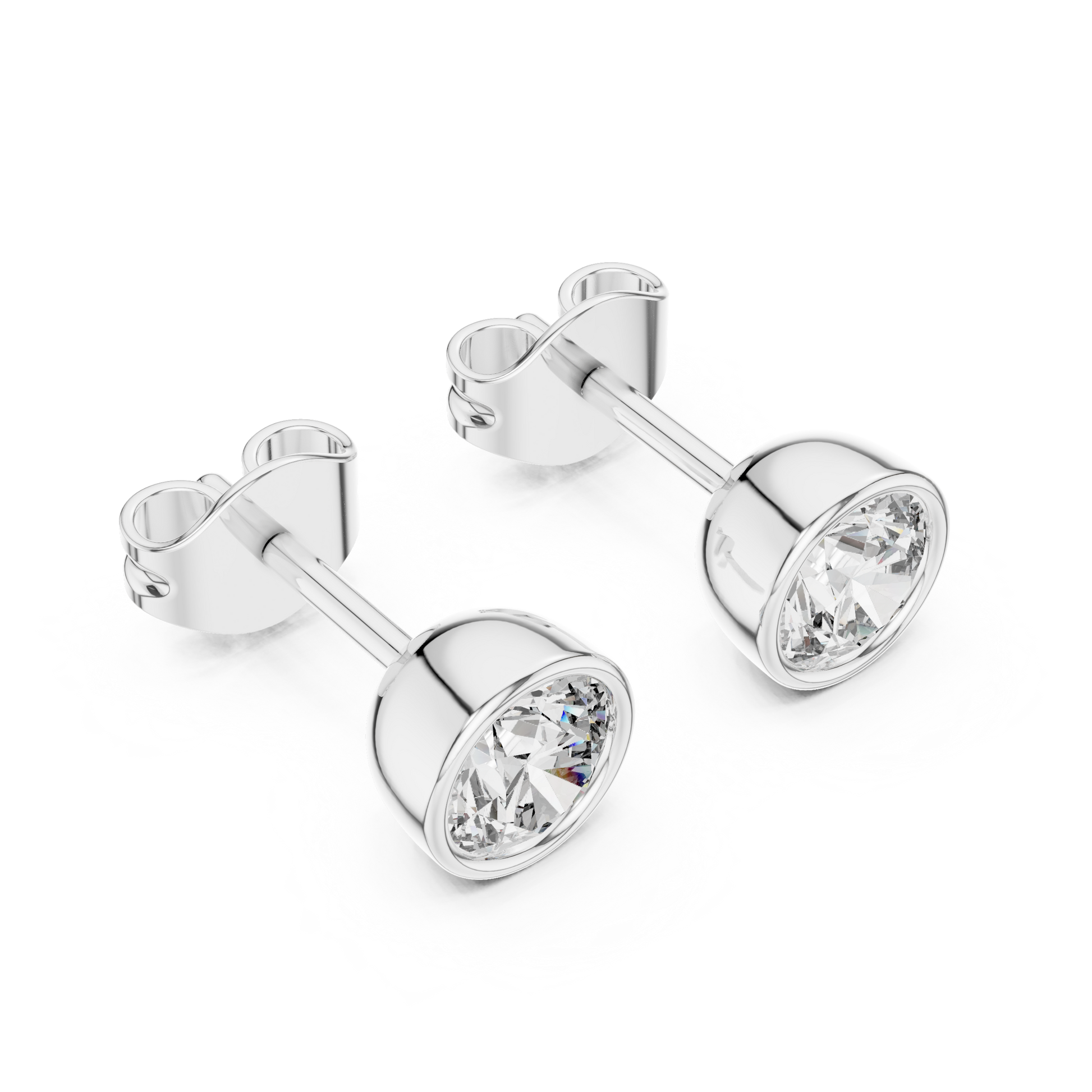 Round Cut Lab Grown Diamond Stud Earrings in White Gold