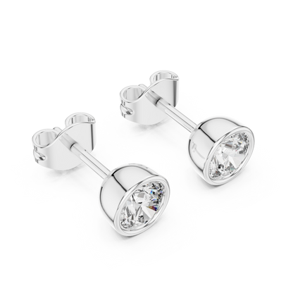 Round Cut Lab Grown Diamond Stud Earrings in White Gold