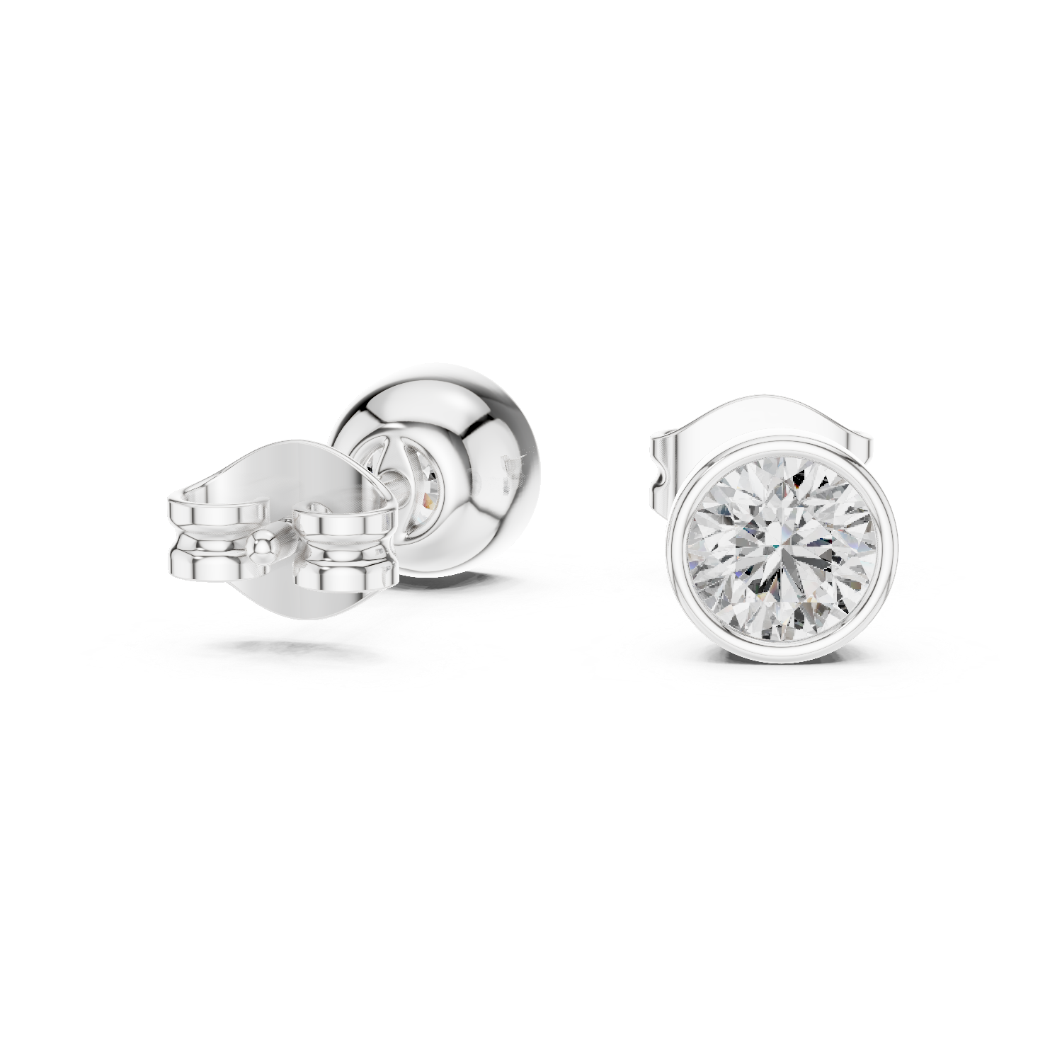 Round Cut Lab Grown Diamond Stud Earrings in White Gold