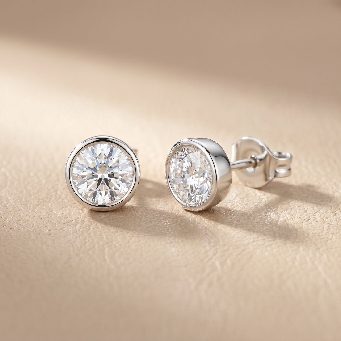 Round Cut Lab Grown Diamond Stud Earrings in White Gold