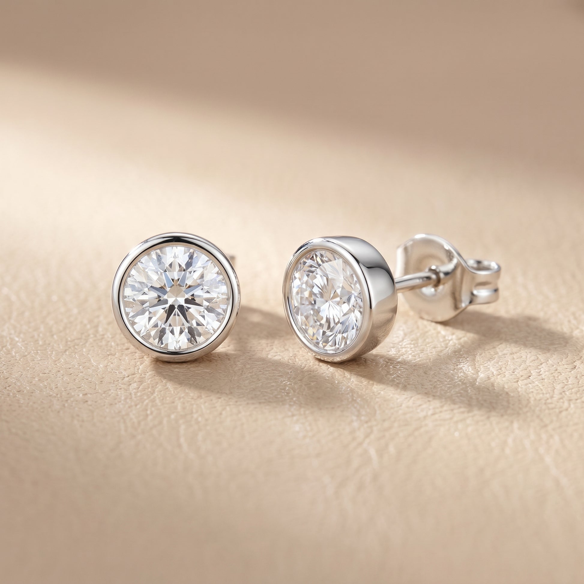 Round Cut Lab Grown Diamond Stud Earrings in Platinum