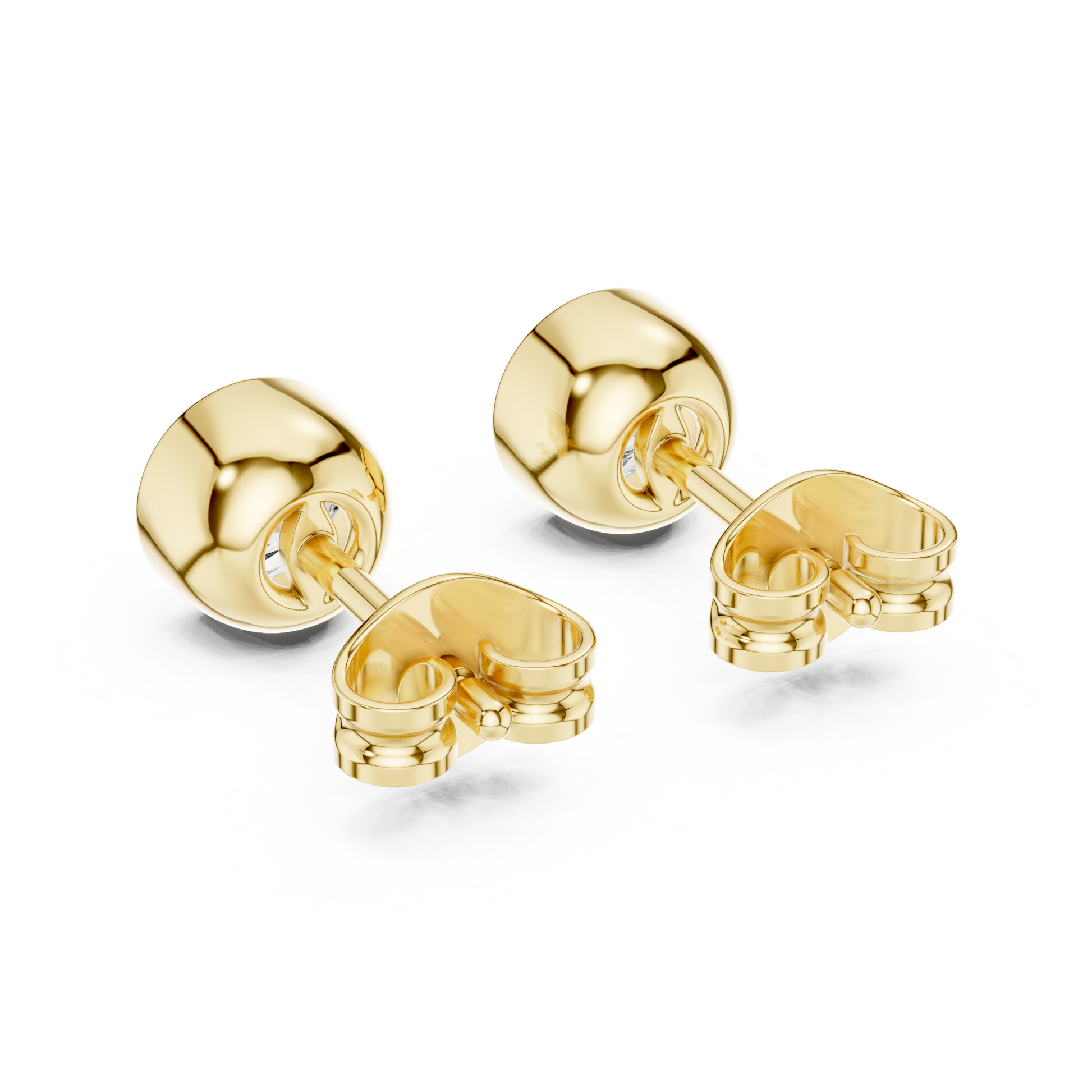 Round Cut Lab Grown Diamond Stud Earrings in Yellow Gold