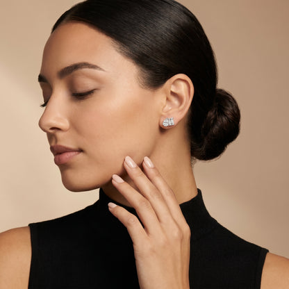 Emerald Pear Cut Lab Grown Diamond Stud Earrings in Platinum