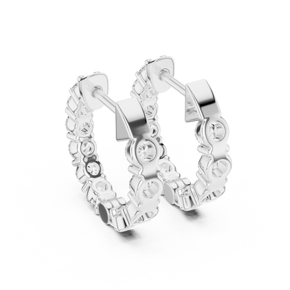 Round Cut Lab Grown Diamond Hoop Earrings in Platinum