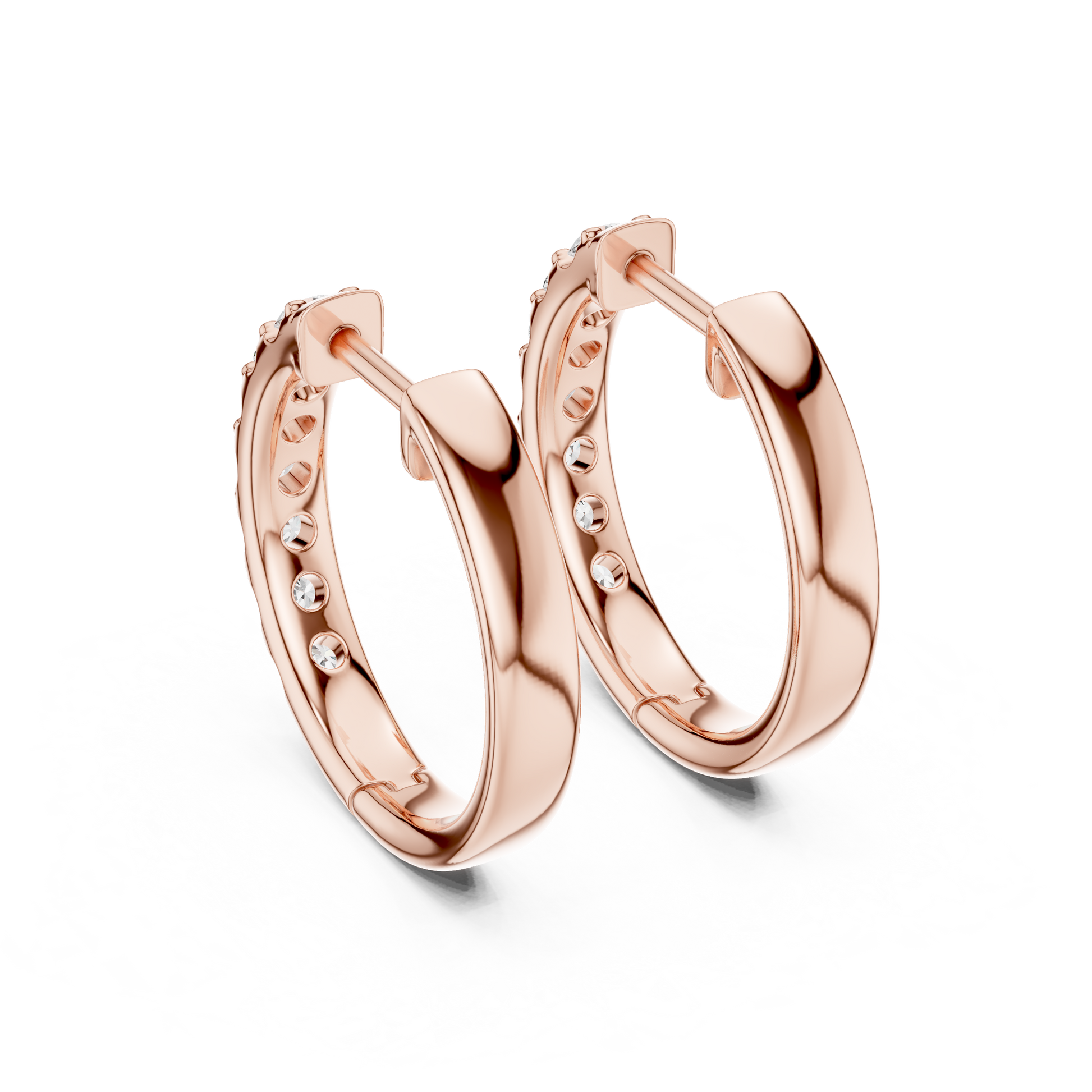 Round Cut Lab Grown Diamond Hoop Earrings in Rose Gold