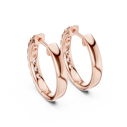 Round Cut Lab Grown Diamond Hoop Earrings in Rose Gold