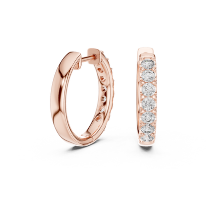 Round Cut Lab Grown Diamond Hoop Earrings in Rose Gold
