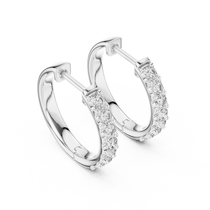 Round Cut Lab Grown Diamond Hoop Earrings in Silver