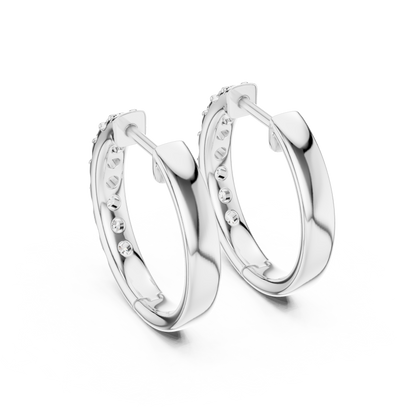 Round Cut Lab Grown Diamond Hoop Earrings in Platinum