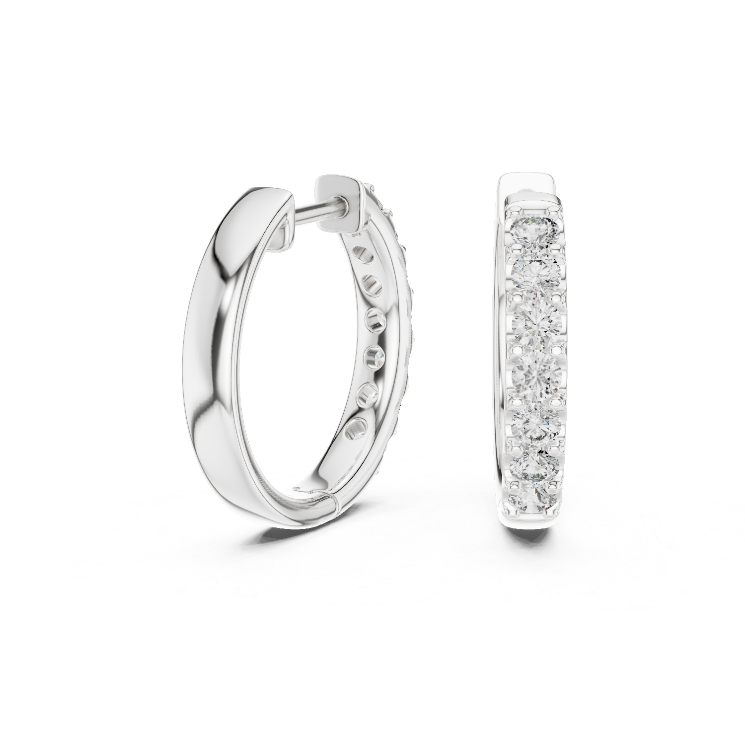 Round Cut Lab Grown Diamond Hoop Earrings in Platinum