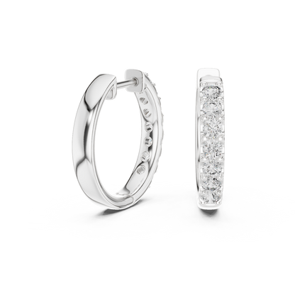 Round Cut Lab Grown Diamond Hoop Earrings in Platinum