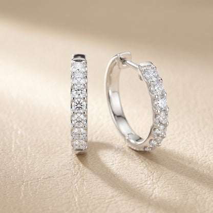Round Cut Lab Grown Diamond Hoop Earrings in Platinum