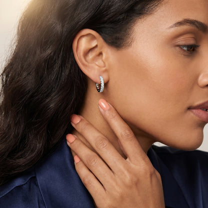Round Cut Lab Grown Diamond Hoop Earrings in Platinum