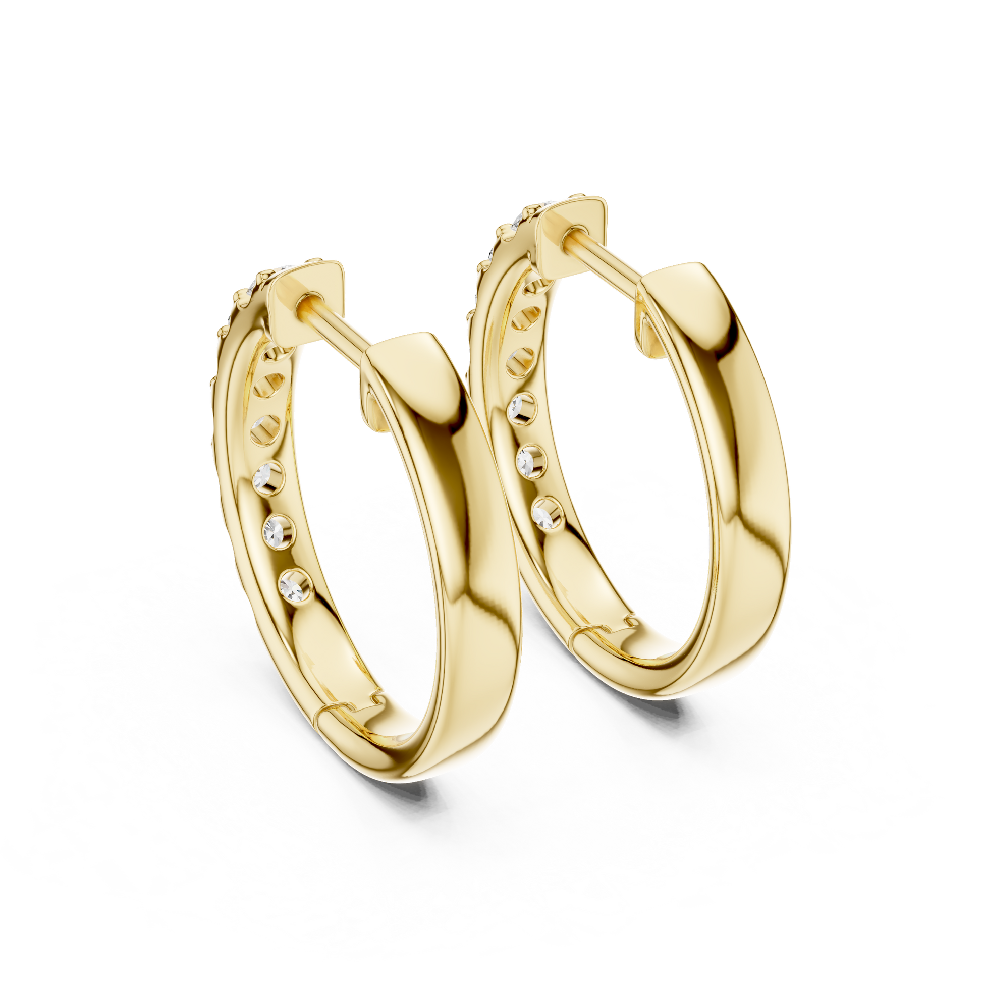 Round Cut Lab Grown Diamond Hoop Earrings in Yellow Gold