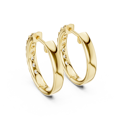 Round Cut Lab Grown Diamond Hoop Earrings in Yellow Gold