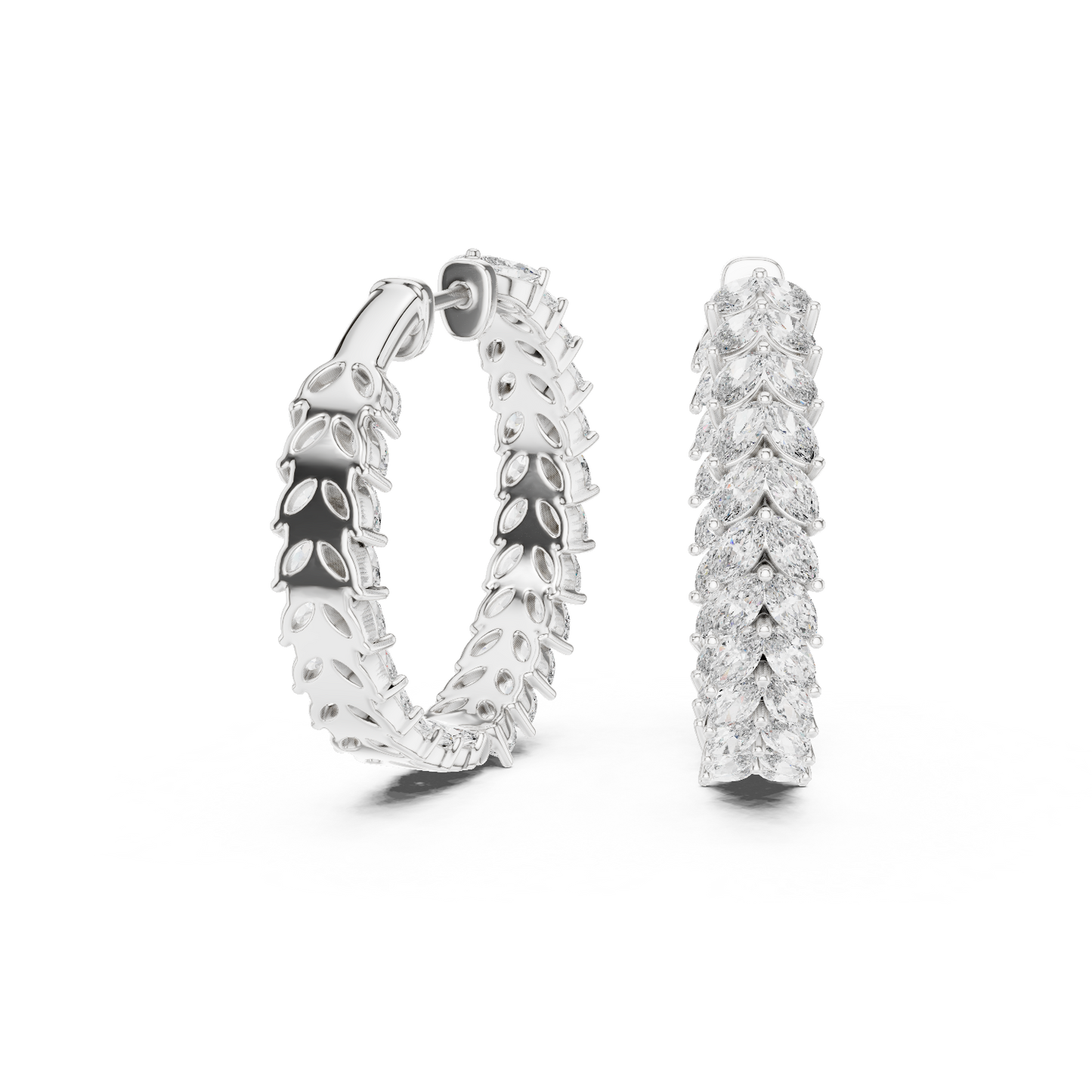 Marquise Cut Lab Grown Diamond Hoop Earrings in Platinum