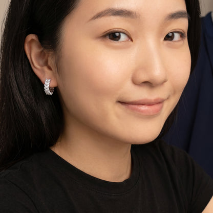 Marquise Cut Lab Grown Diamond Hoop Earrings in White Gold