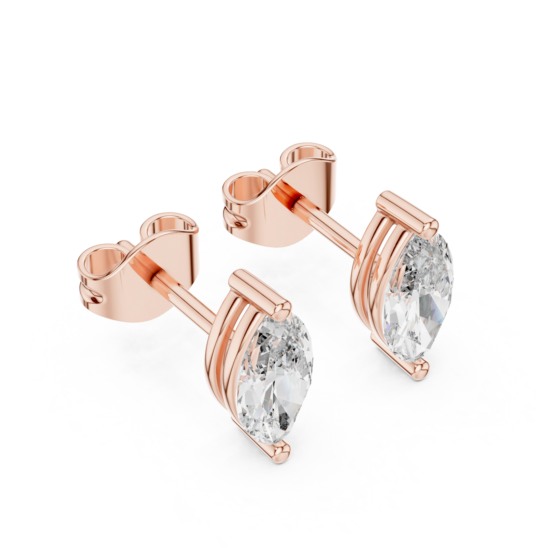 Marquise Cut Lab Grown Diamond Hoop Earrings in Rose Gold