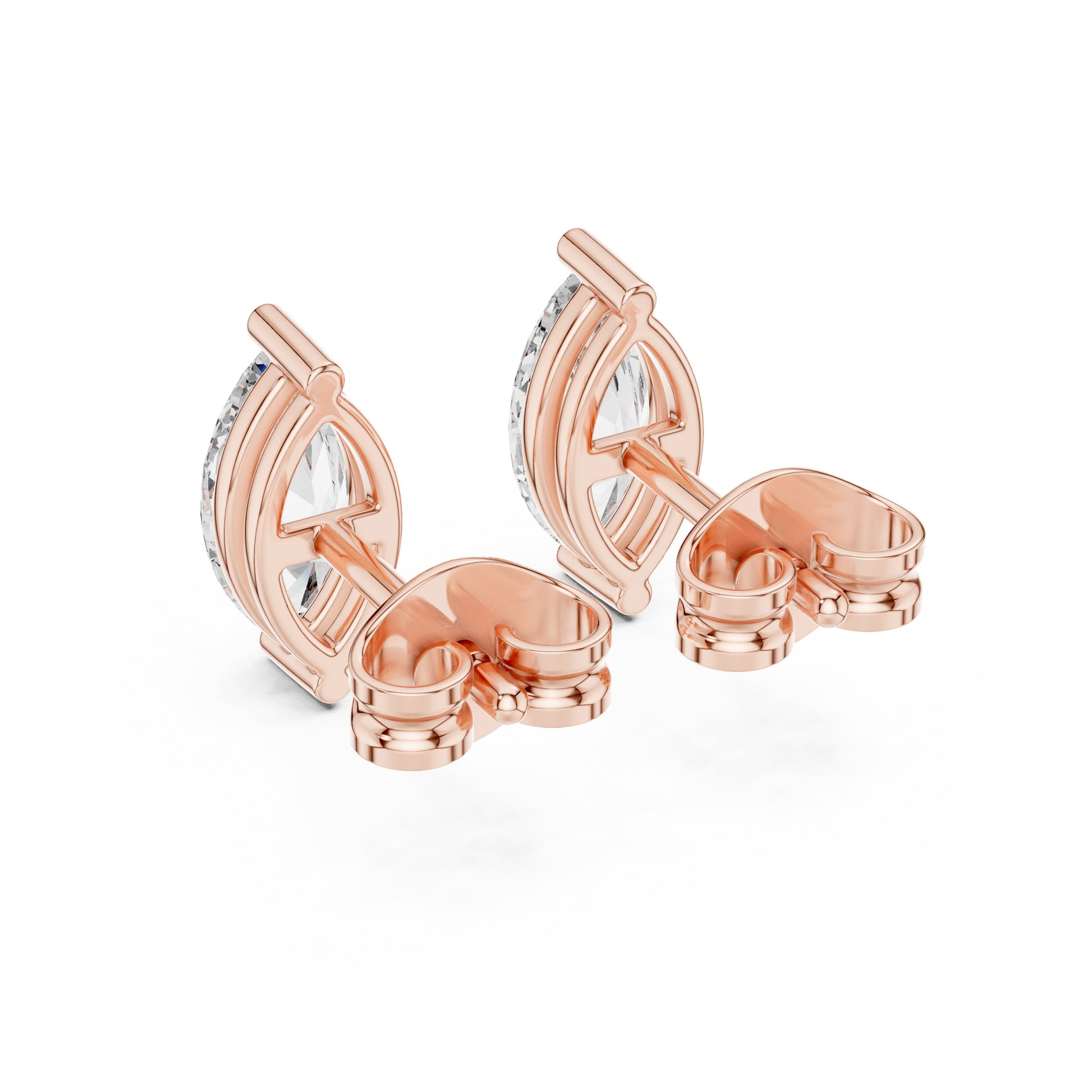 Marquise Cut Lab Grown Diamond Hoop Earrings in Rose Gold