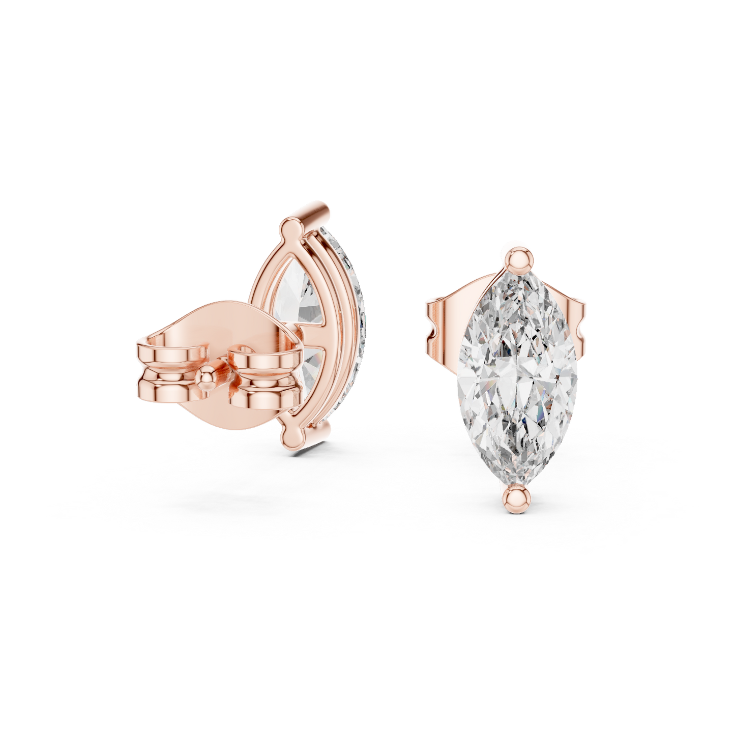 Marquise Cut Lab Grown Diamond Hoop Earrings in Rose Gold