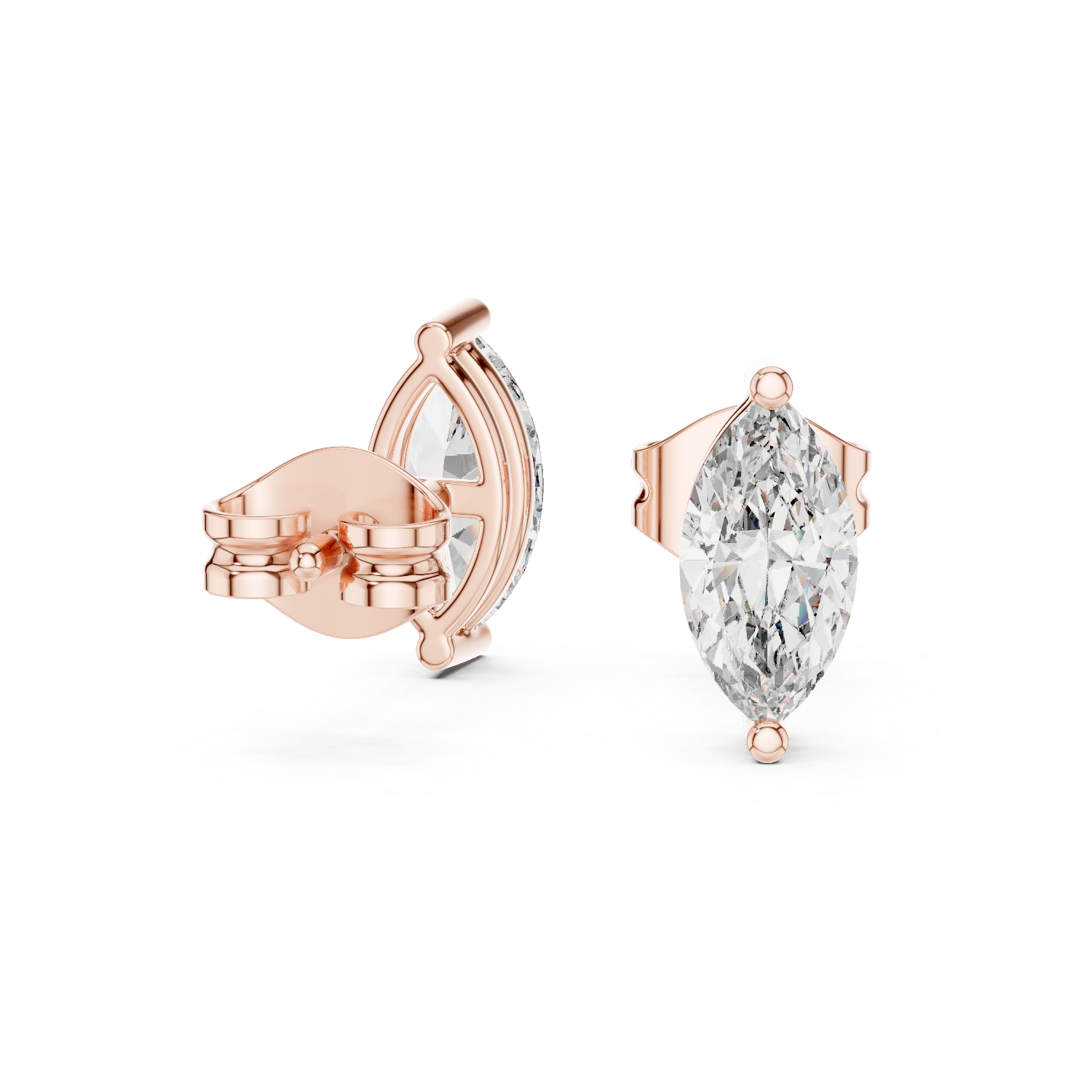 Marquise Cut Lab Grown Diamond Hoop Earrings in Rose Gold