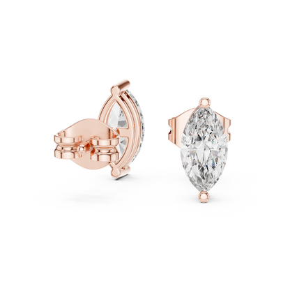 Marquise Cut Lab Grown Diamond Hoop Earrings in Rose Gold
