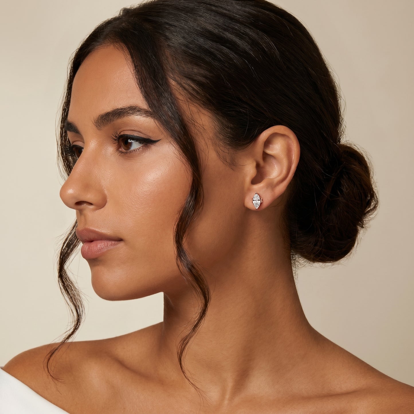 Marquise Cut Lab Grown Diamond Hoop Earrings in Rose Gold