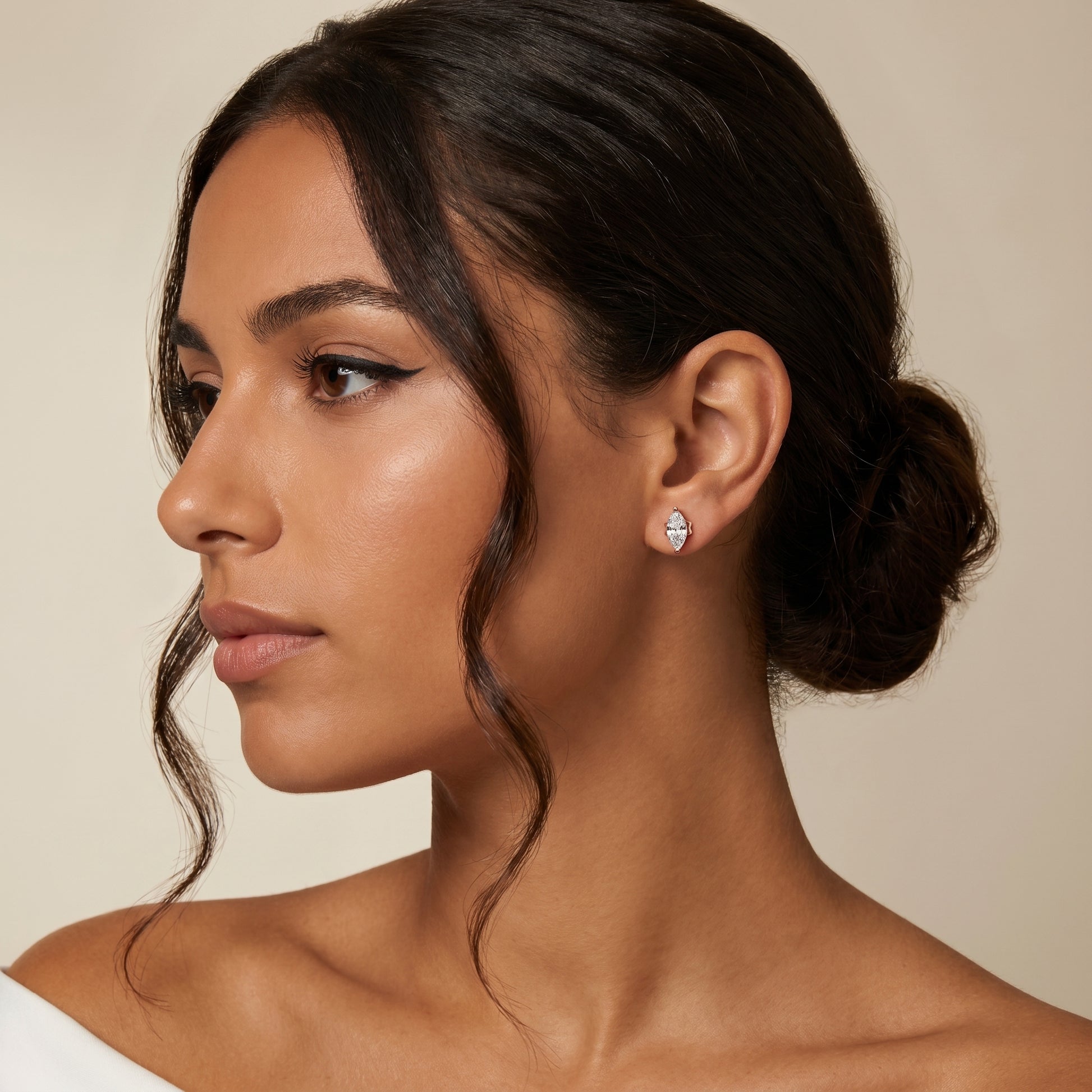 Marquise Cut Lab Grown Diamond Hoop Earrings in Rose Gold