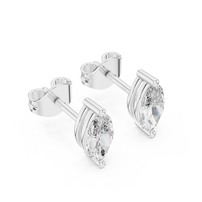 Marquise Cut Lab Grown Diamond Hoop Earrings in White Gold