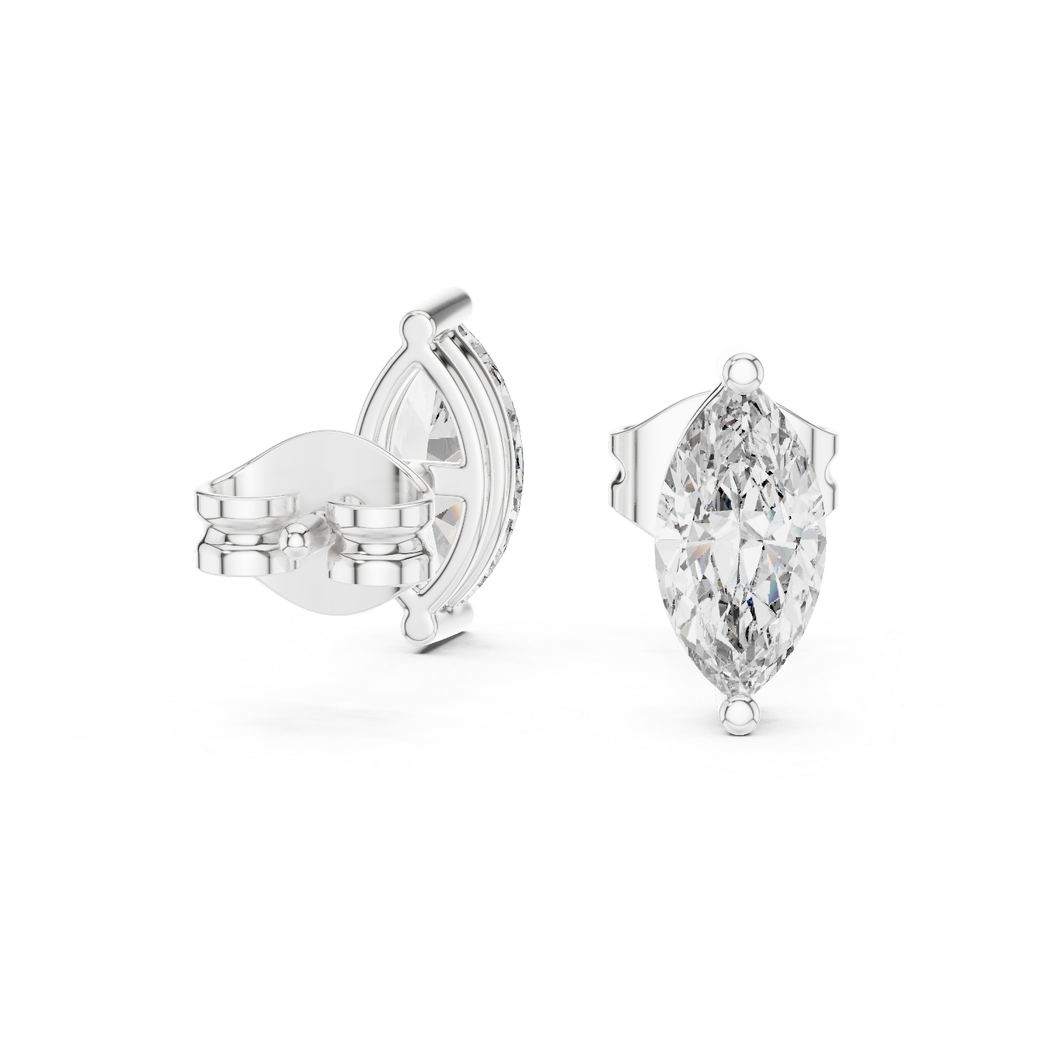 Marquise Cut Lab Grown Diamond Hoop Earrings in White Gold