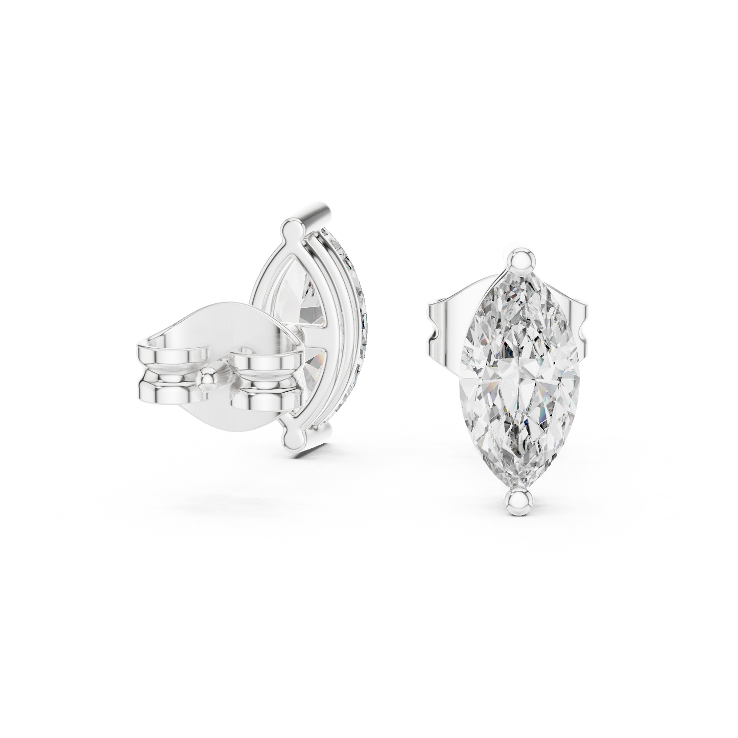Marquise Cut Lab Grown Diamond Hoop Earrings in Silver