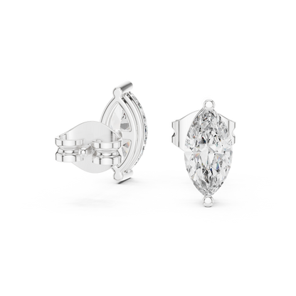 Marquise Cut Lab Grown Diamond Hoop Earrings in Silver