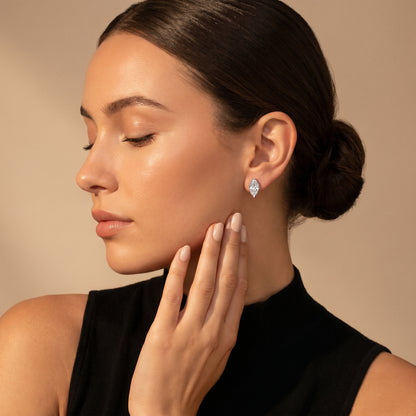 Marquise Cut Lab Grown Diamond Hoop Earrings in Platinum