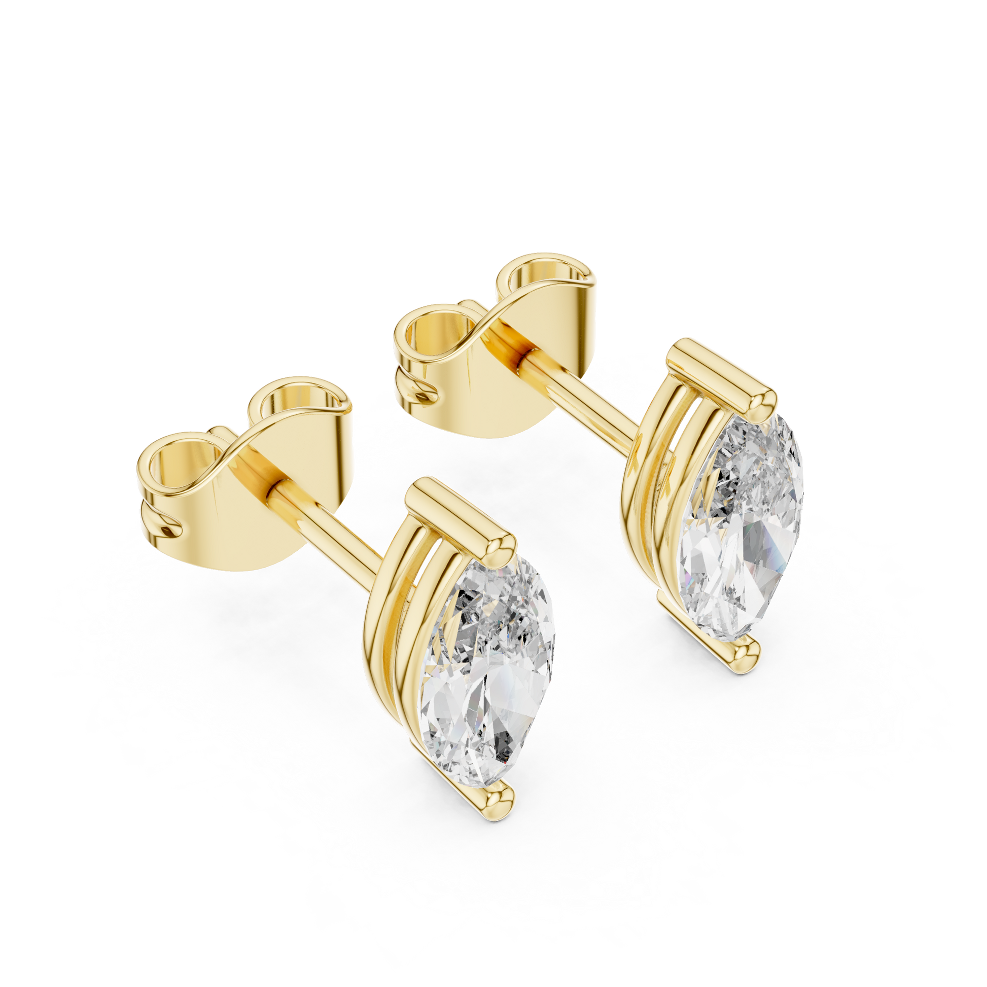 Marquise Cut Lab Grown Diamond Hoop Earrings in Yellow Gold