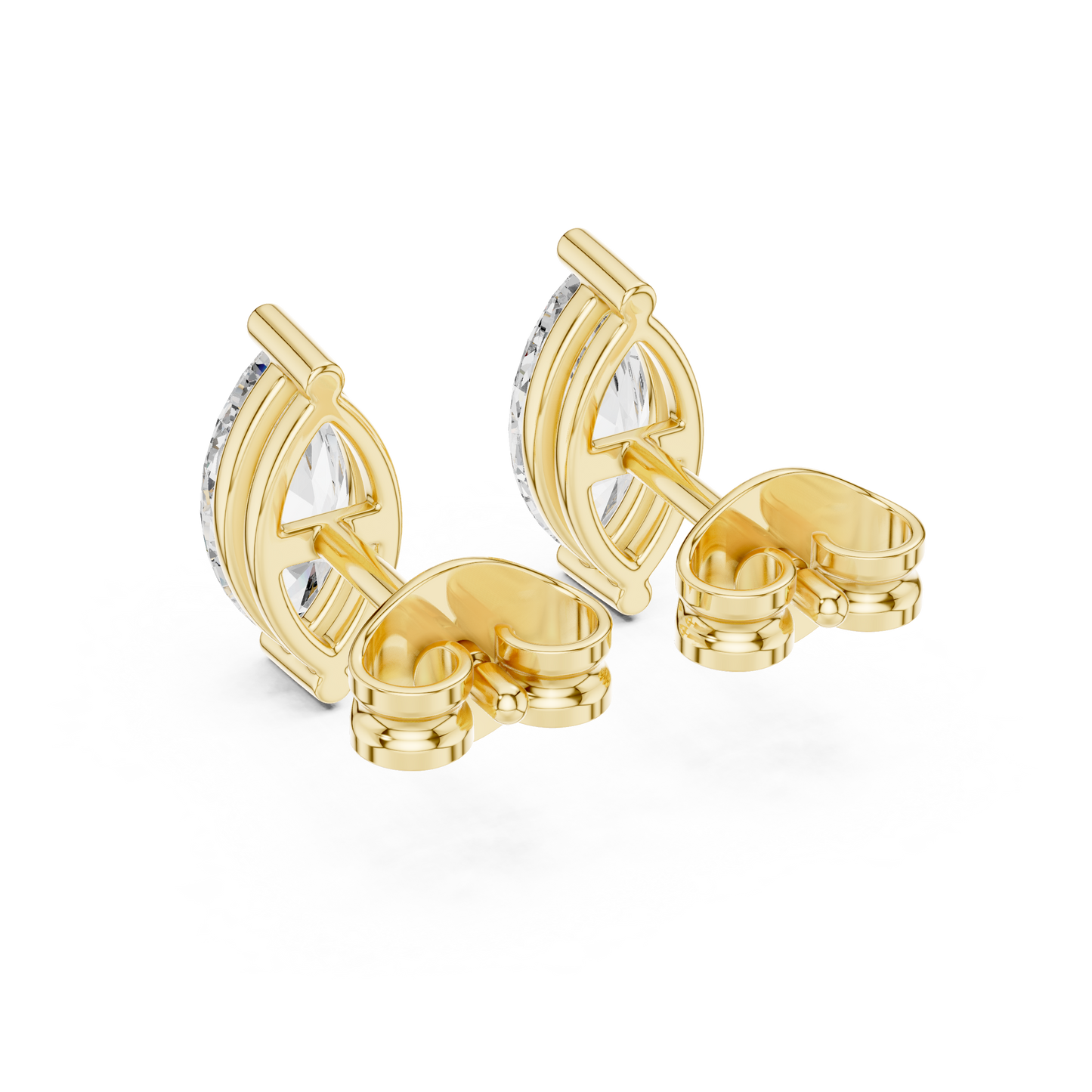 Marquise Cut Lab Grown Diamond Hoop Earrings in Yellow Gold